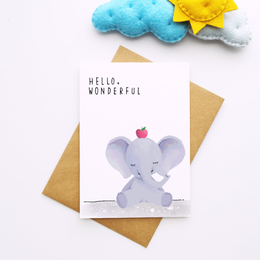 Elephant Hello Wonderful Card