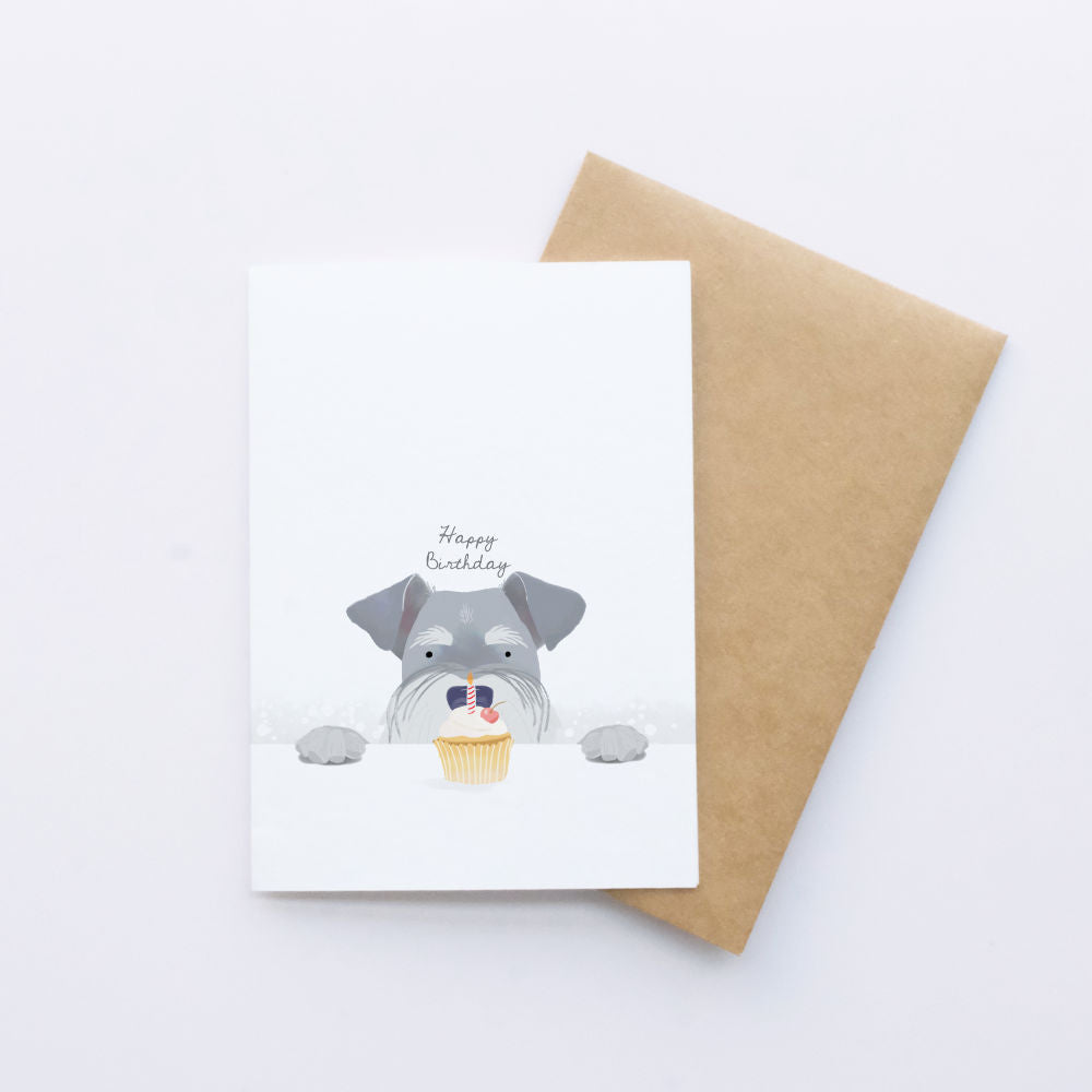 Schnauzer & Cake Birthday Card