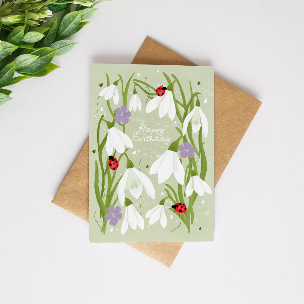 Snowdrop Birthday Card