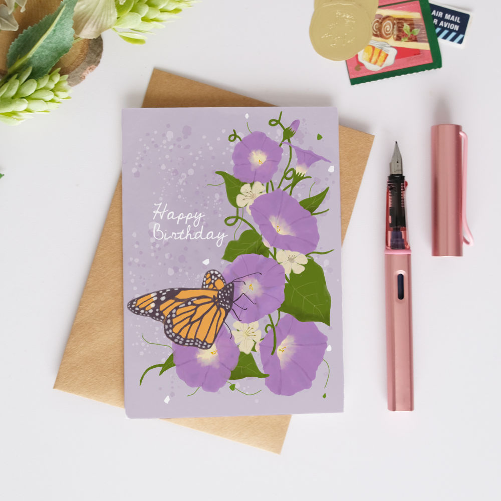 Morning Glory Birthday Card