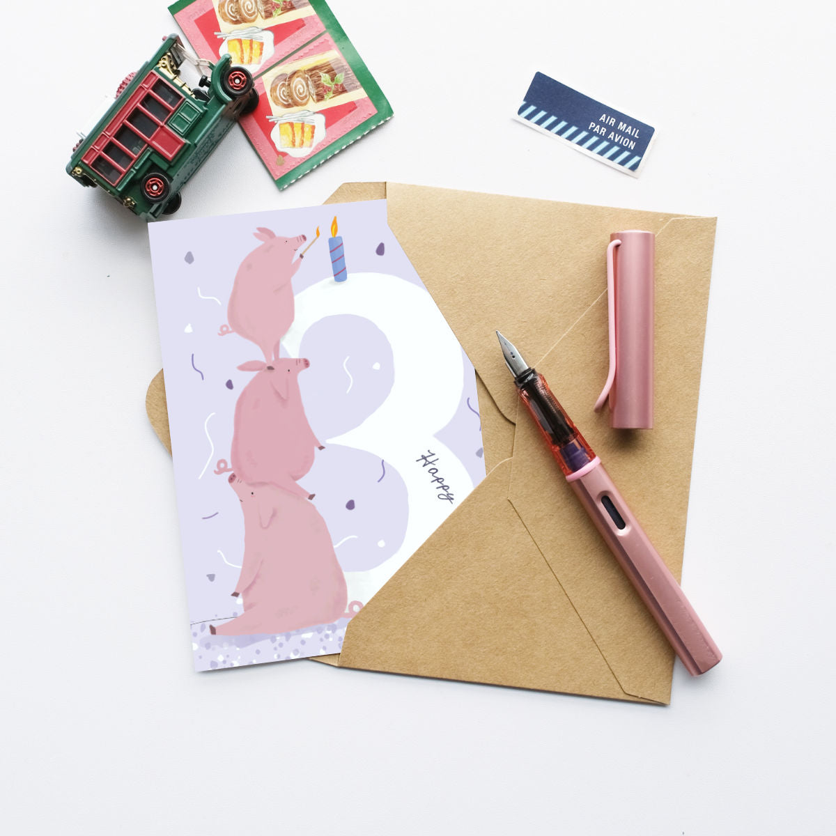 Pig | 3rd Birthday Card