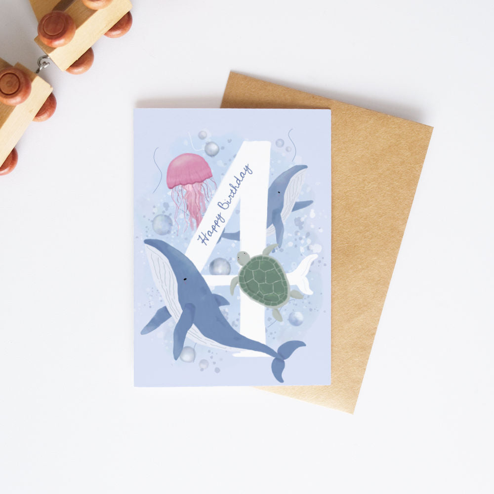 Whale | 4th Birthday Card