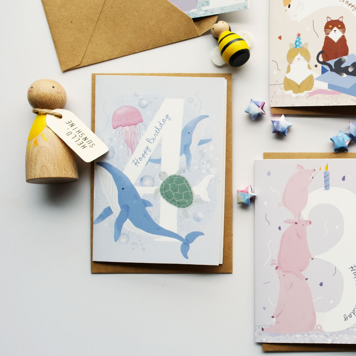 Whale | 4th Birthday Card