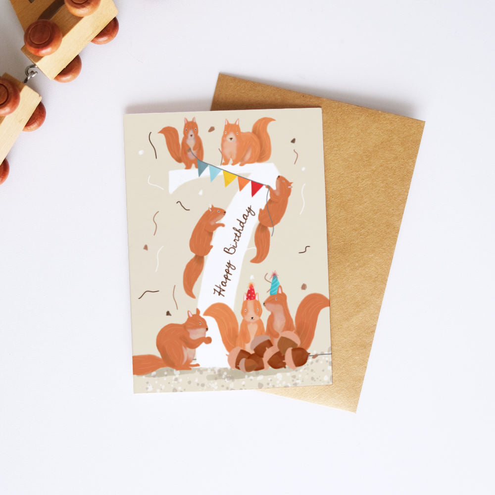 Squirrel 7th Birthday Card
