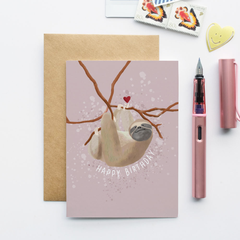 Sloth Birthday Card