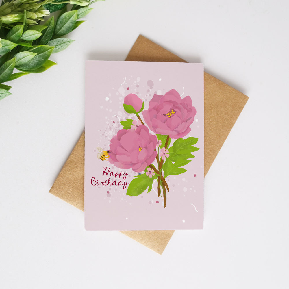 Peony Birthday Card
